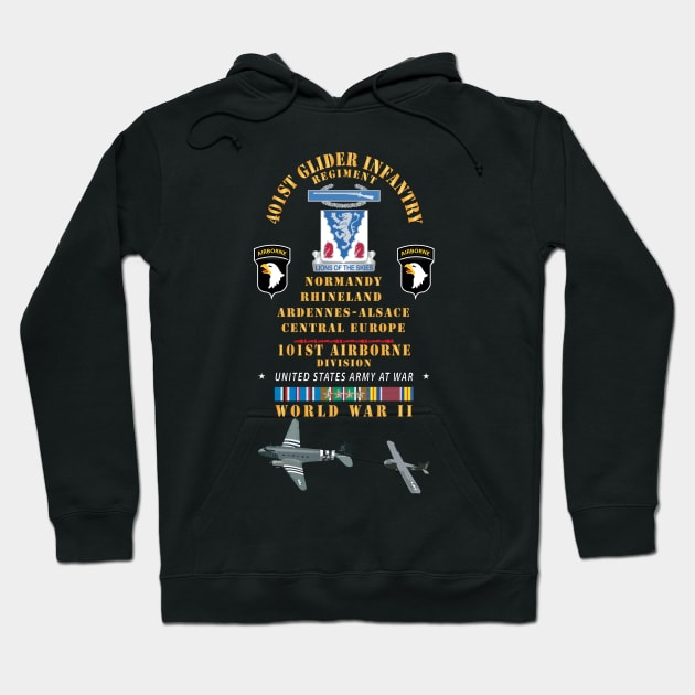 401st Glider Infantry Regiment, 101st Airborne Div - Rhineland Central EUR WWII w EUR SVC X 300 Hoodie by twix123844